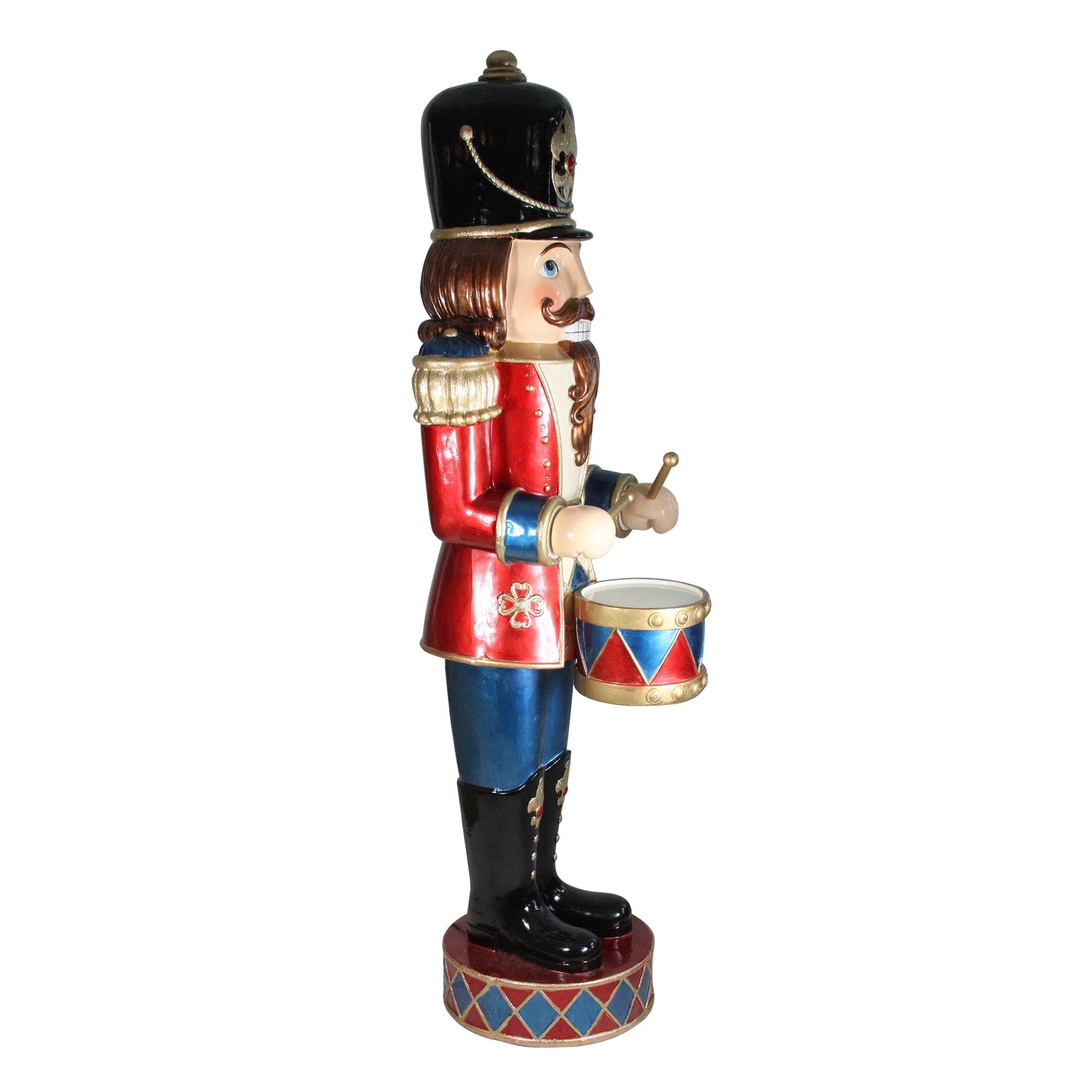 60.5" Red and Black LED Animated Musical Drumming Christmas Nutcracker