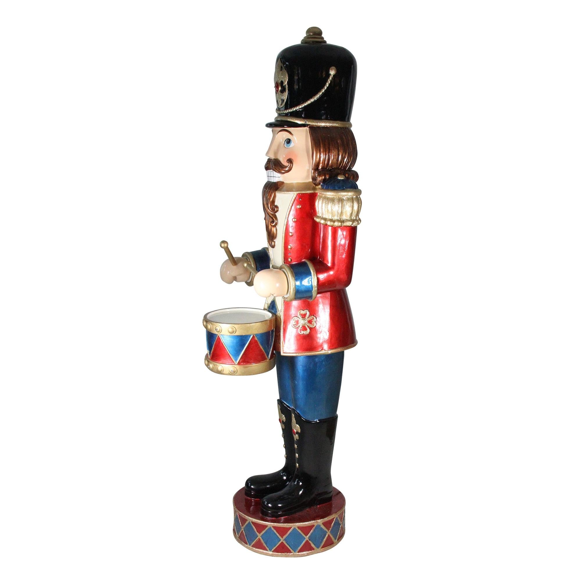 60.5" Red and Black LED Animated Musical Drumming Christmas Nutcracker