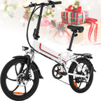 Ayner Folding Electric Bike for Adult, 20 In. Electric Commuter Bicycle E-Bike with 48V 10.4AH Removable Battery, 350W Motor and Professional Rear 7 Speed Gear, White