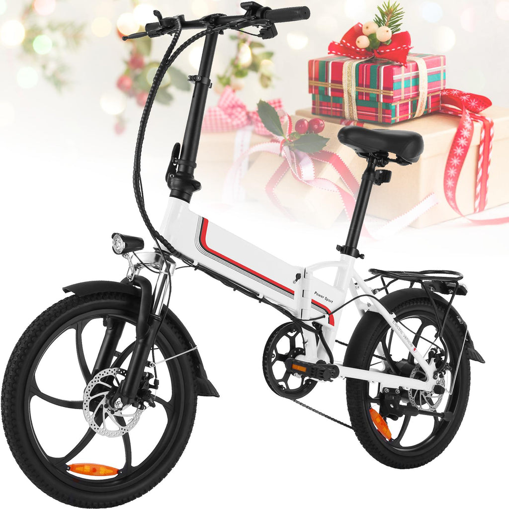 Ayner Folding Electric Bike for Adult, 20 In. Electric Commuter Bicycle E-Bike with 48V 10.4AH Removable Battery, 350W Motor and Professional Rear 7 Speed Gear, White