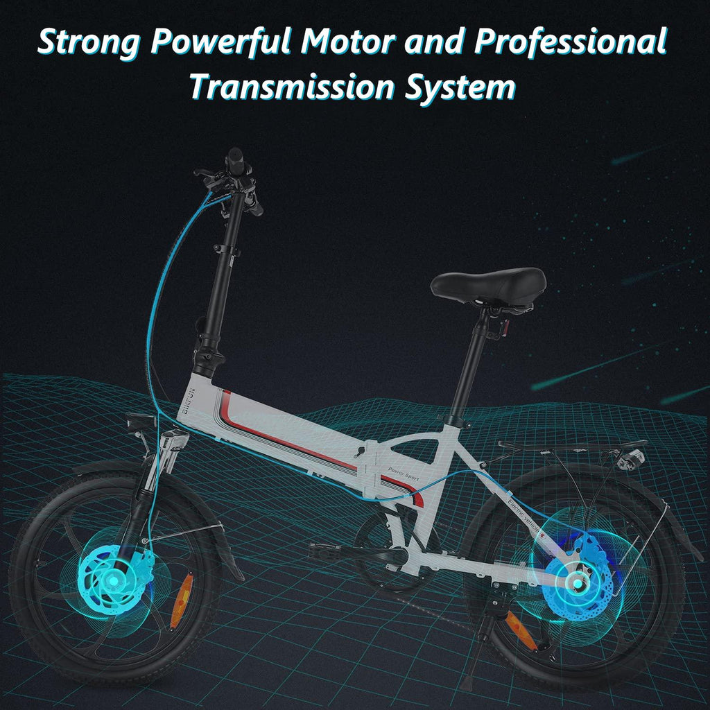 Ayner Folding Electric Bike for Adult, 20 In. Electric Commuter Bicycle E-Bike with 48V 10.4AH Removable Battery, 350W Motor and Professional Rear 7 Speed Gear, White