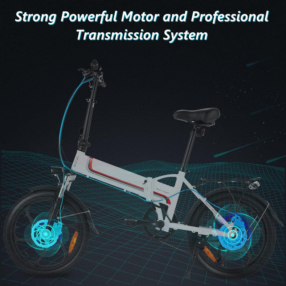 Ayner Folding Electric Bike for Adult, 20 In. Electric Commuter Bicycle E-Bike with 48V 10.4AH Removable Battery, 350W Motor and Professional Rear 7 Speed Gear, White