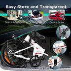 Ayner Folding Electric Bike for Adult, 20 In. Electric Commuter Bicycle E-Bike with 48V 10.4AH Removable Battery, 350W Motor and Professional Rear 7 Speed Gear, White