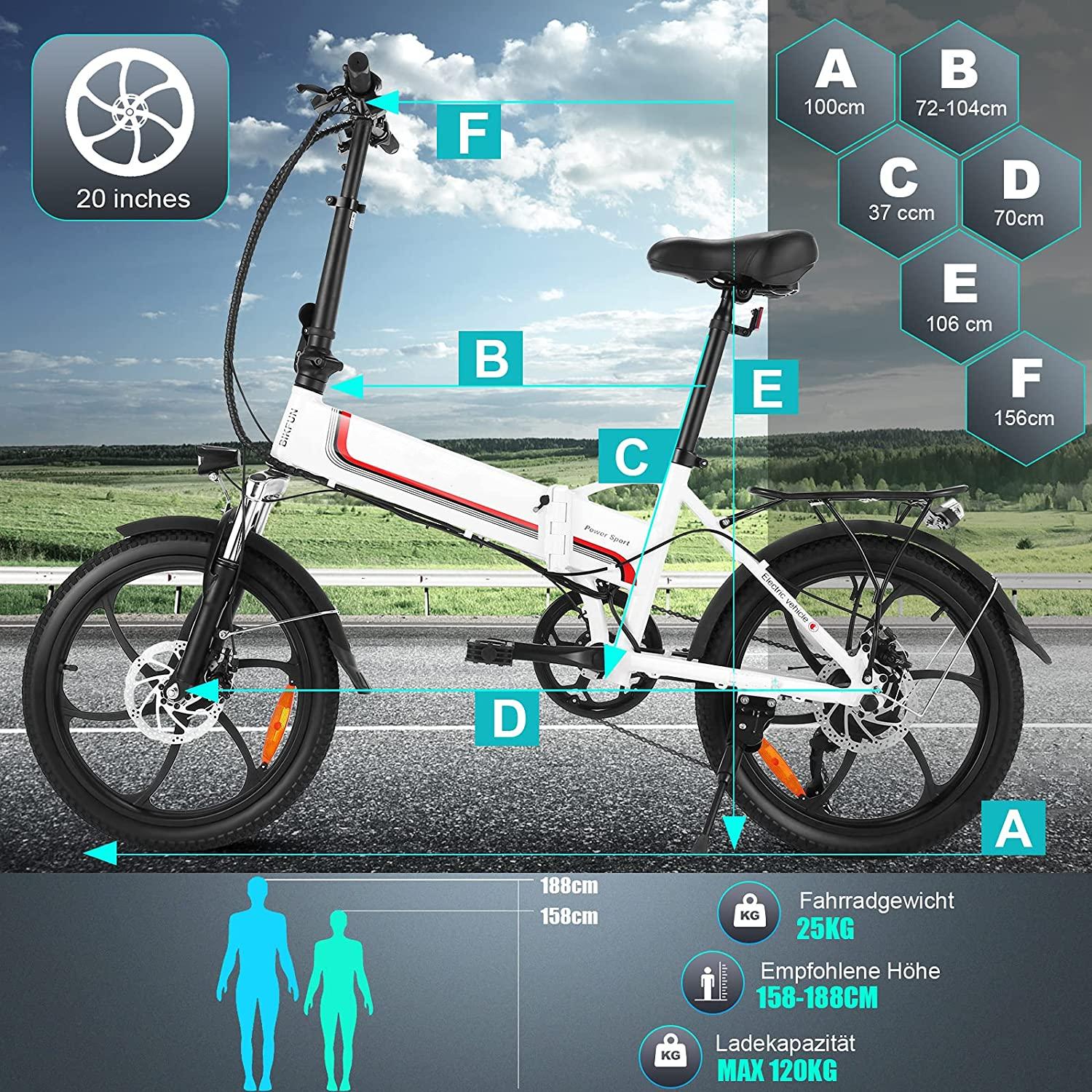 Ayner Folding Electric Bike for Adult, 20 In. Electric Commuter Bicycle E-Bike with 48V 10.4AH Removable Battery, 350W Motor and Professional Rear 7 Speed Gear, White