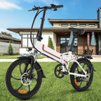 Ayner Folding Electric Bike for Adult, 20 In. Electric Commuter Bicycle E-Bike with 48V 10.4AH Removable Battery, 350W Motor and Professional Rear 7 Speed Gear, White