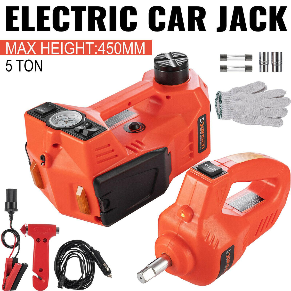 12V Electric Hydraulic Floor Jack 5Ton Car Jack Lift Impact Wrench Tire Tool Kit