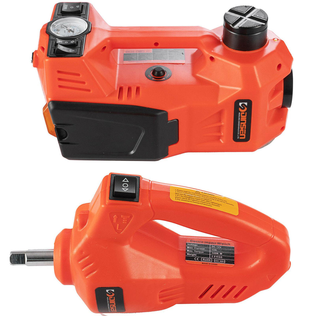 12V Electric Hydraulic Floor Jack 5Ton Car Jack Lift Impact Wrench Tire Tool Kit