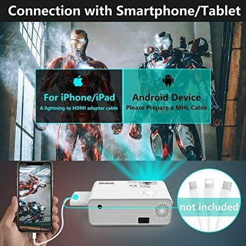 movie projector, smoent 1080p hd projector 7500l home projector video tv