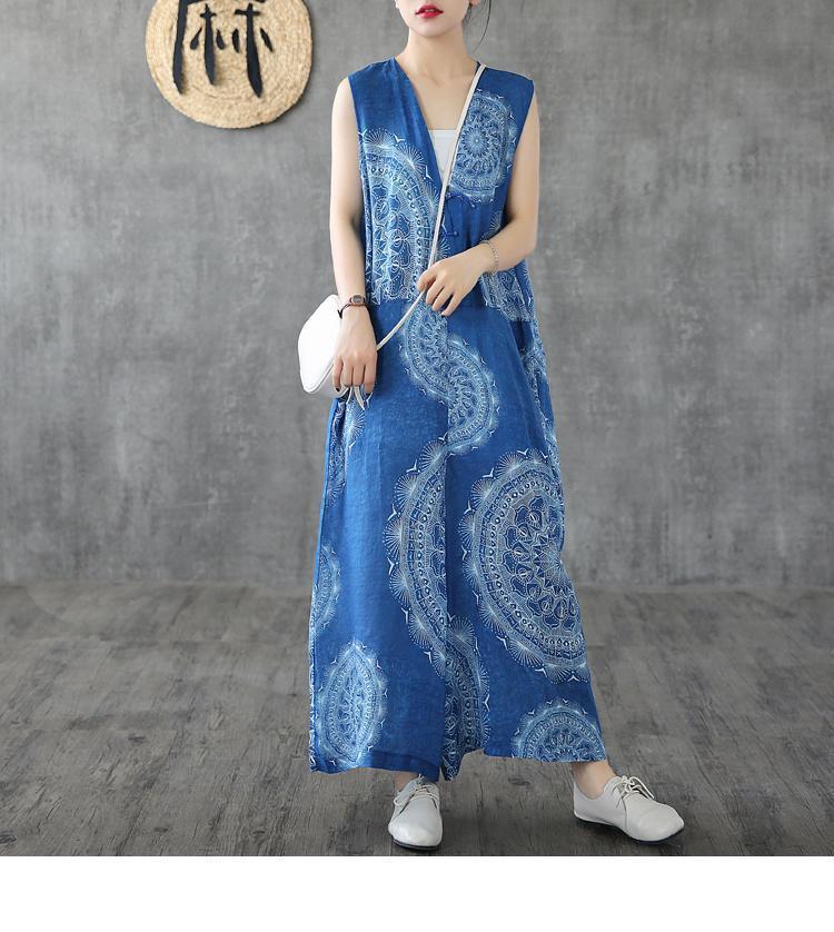 BABAKUD Chinese Style Loose  Casual Summer Cotton Linen Jumpsuit