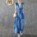 BABAKUD Chinese Style Loose  Casual Summer Cotton Linen Jumpsuit