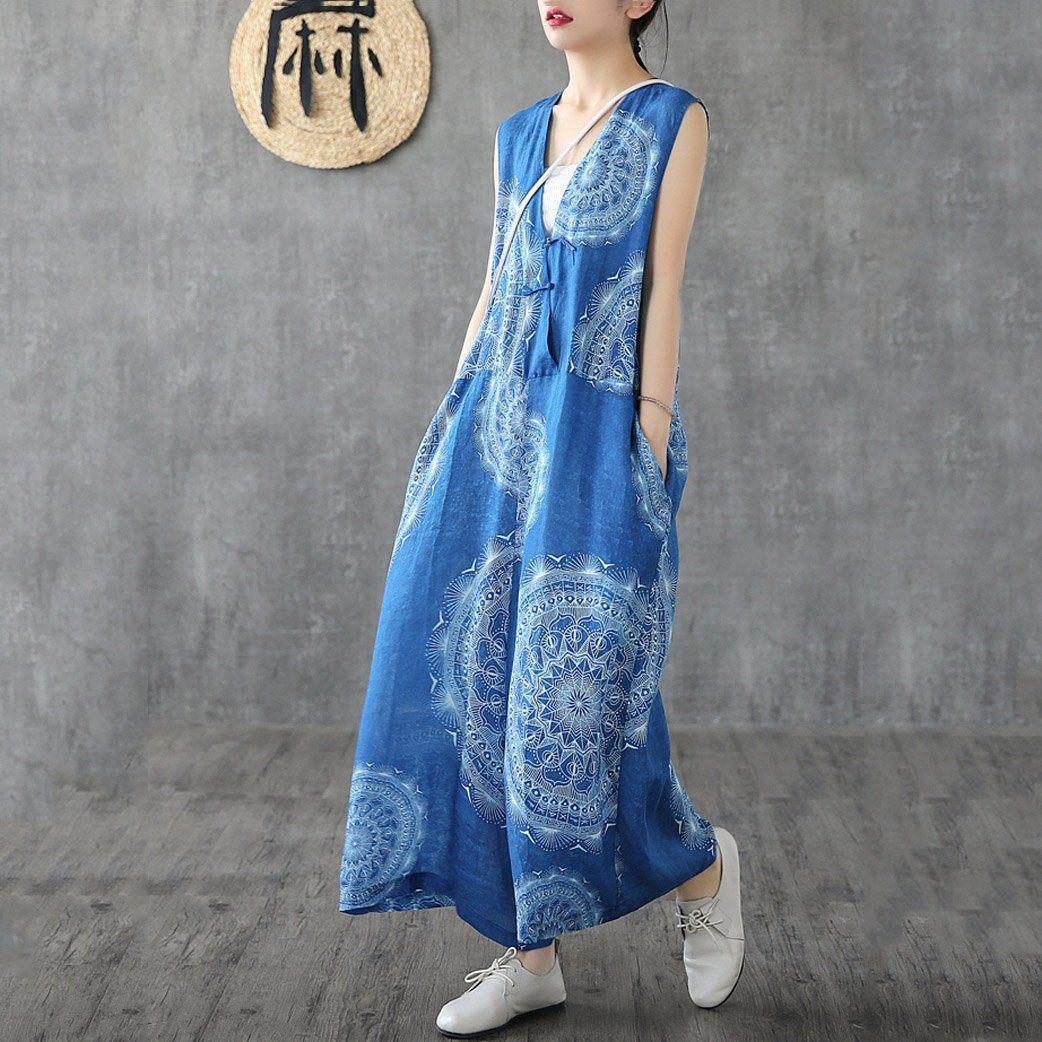 BABAKUD Chinese Style Loose  Casual Summer Cotton Linen Jumpsuit