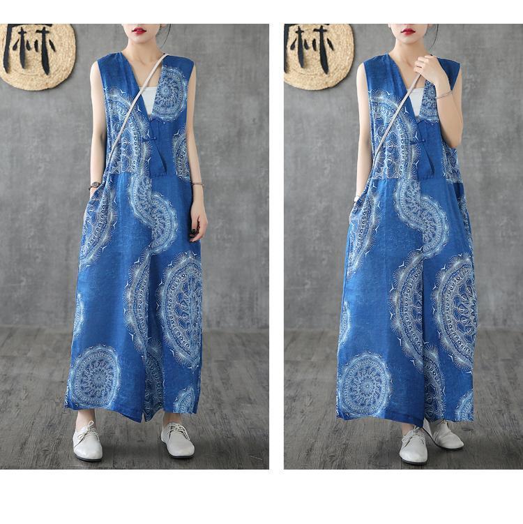 BABAKUD Chinese Style Loose  Casual Summer Cotton Linen Jumpsuit