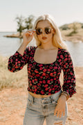 floral black &amp; magenta top