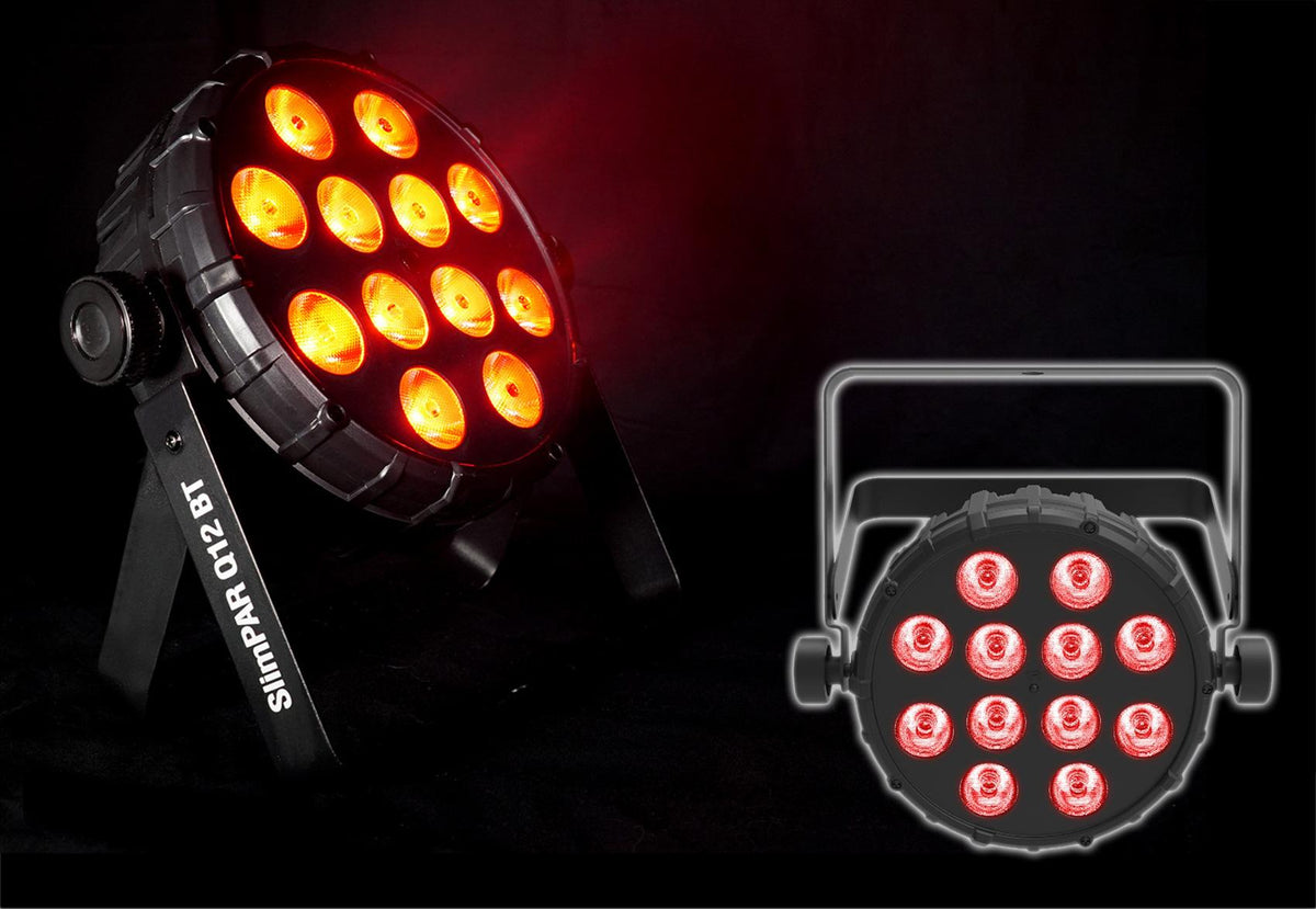 2 Chauvet SlimPAR Q12 BT Bluetooth RGBA Sound-Active Par Lights+LED Fogger+Fluid
