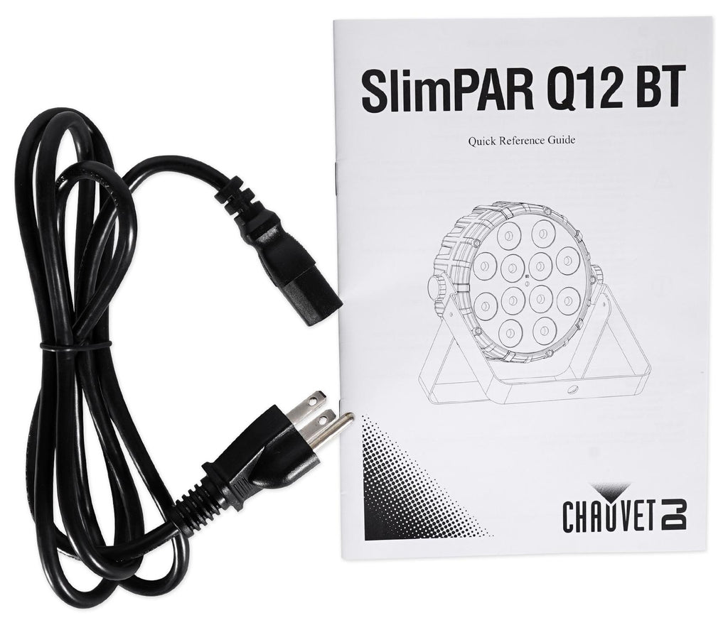 2 Chauvet SlimPAR Q12 BT Bluetooth RGBA Sound-Active Par Lights+LED Fogger+Fluid