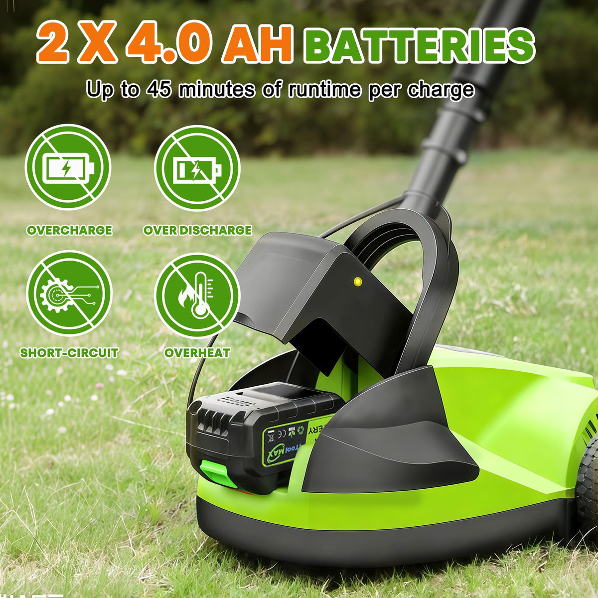 Electric Small Lawn Mower with Auto Shut-Off Sensor, 3 Position Cutting Height, 9.9Lbs Lightweight Cordless Push Mower Battery Powered for Garden/Yard/Farm, Gardening Gifts for Parents, Seniors