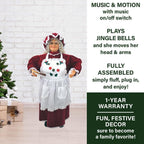36 in. Christmas Dancing Baking Mrs. Claus with Apron and Cookies