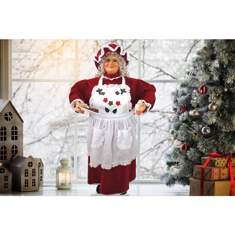 36 in. Christmas Dancing Baking Mrs. Claus with Apron and Cookies