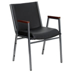 Gracie Mills Heavy Duty Black Vinyl Stack Chair with Arms - XU-60154-BK-VYL-GG