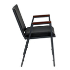 Gracie Mills Heavy Duty Black Vinyl Stack Chair with Arms - XU-60154-BK-VYL-GG