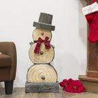 Alpine Corporation Indoor or Outdoor Wooden Christmas Snowman Statue