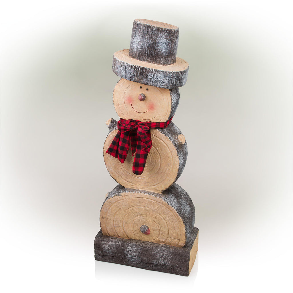 Alpine Corporation Indoor or Outdoor Wooden Christmas Snowman Statue