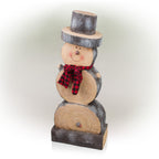 Alpine Corporation Indoor or Outdoor Wooden Christmas Snowman Statue