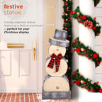 Alpine Corporation Indoor or Outdoor Wooden Christmas Snowman Statue