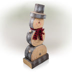 Alpine Corporation Indoor or Outdoor Wooden Christmas Snowman Statue