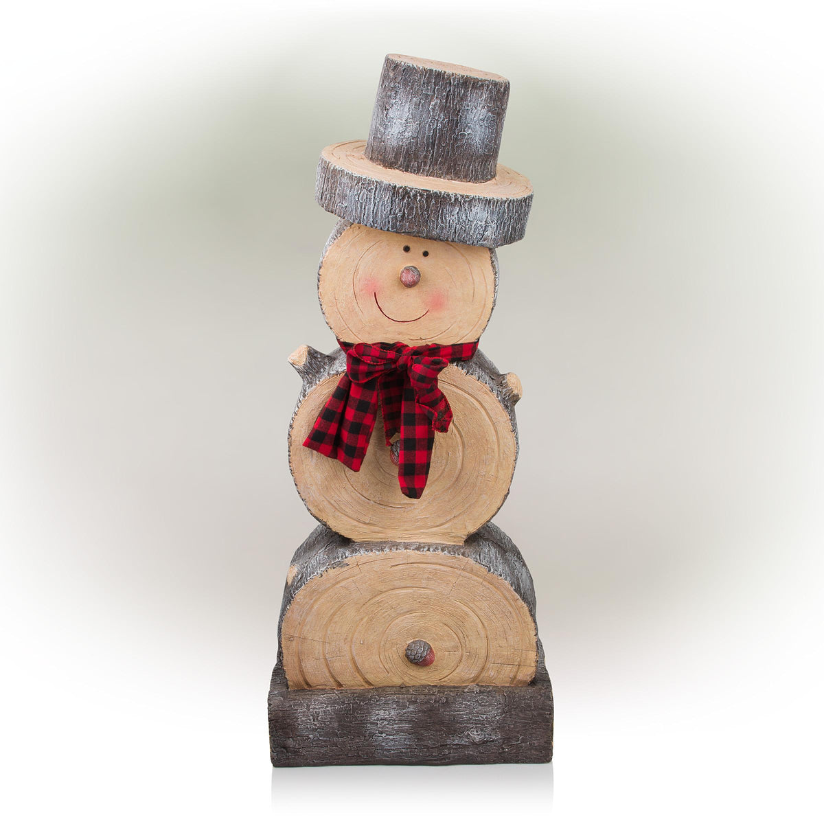 Alpine Corporation Indoor or Outdoor Wooden Christmas Snowman Statue