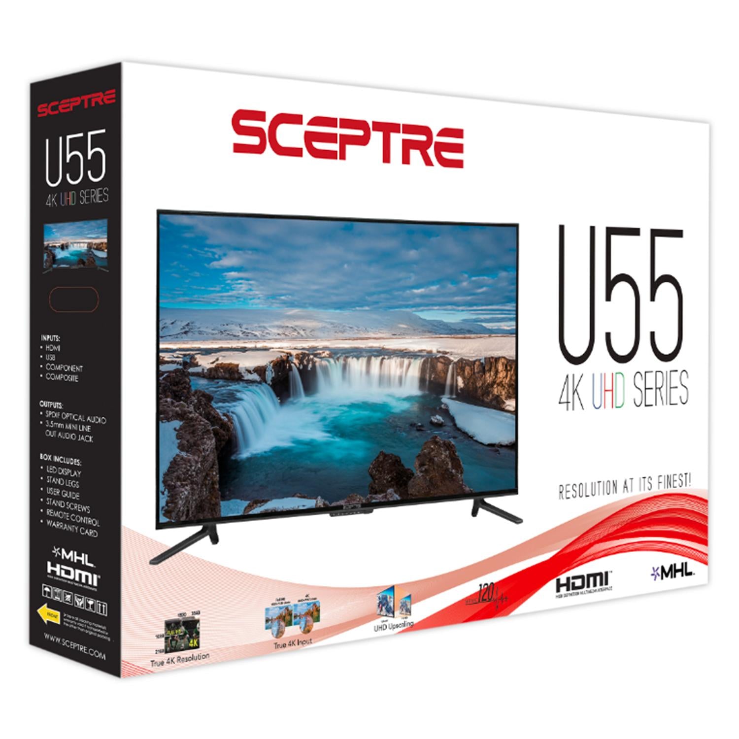55-inch 4k black ultra hd led 2160p resolution tv hdr room surround sound mode