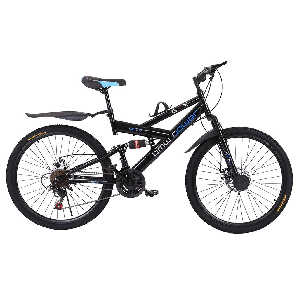 VANLOFE Mountain Bike for Men with 26 Inch Wheels 21-Speed Full Suspension MTB, Black