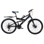 VANLOFE Mountain Bike for Men with 26 Inch Wheels 21-Speed Full Suspension MTB, Black