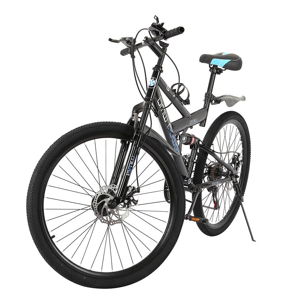 VANLOFE Mountain Bike for Men with 26 Inch Wheels 21-Speed Full Suspension MTB, Black