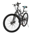 VANLOFE Mountain Bike for Men with 26 Inch Wheels 21-Speed Full Suspension MTB, Black