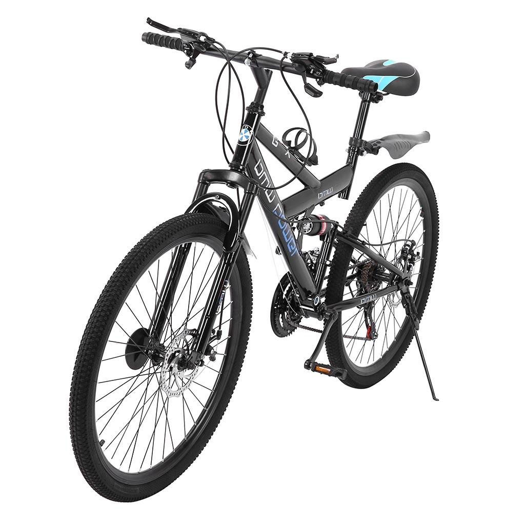 VANLOFE Mountain Bike for Men with 26 Inch Wheels 21-Speed Full Suspension MTB, Black