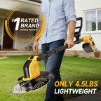 Brushless 6000mAh Cordless Weed Wacker Edger with Wheel, 4-in-1 Electric Weed Eater Battery Powered Brush Cutter, Grass Trimmer Stringless Weed Trimmer Lawn Mower Metal Blade Battery Charger