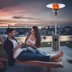 Follure Patio Heater,Space Heater,Propane Heater,46,000 BTU Pyrami-d Flame Outdoor Heater Propane Heater With Wheel,Gray