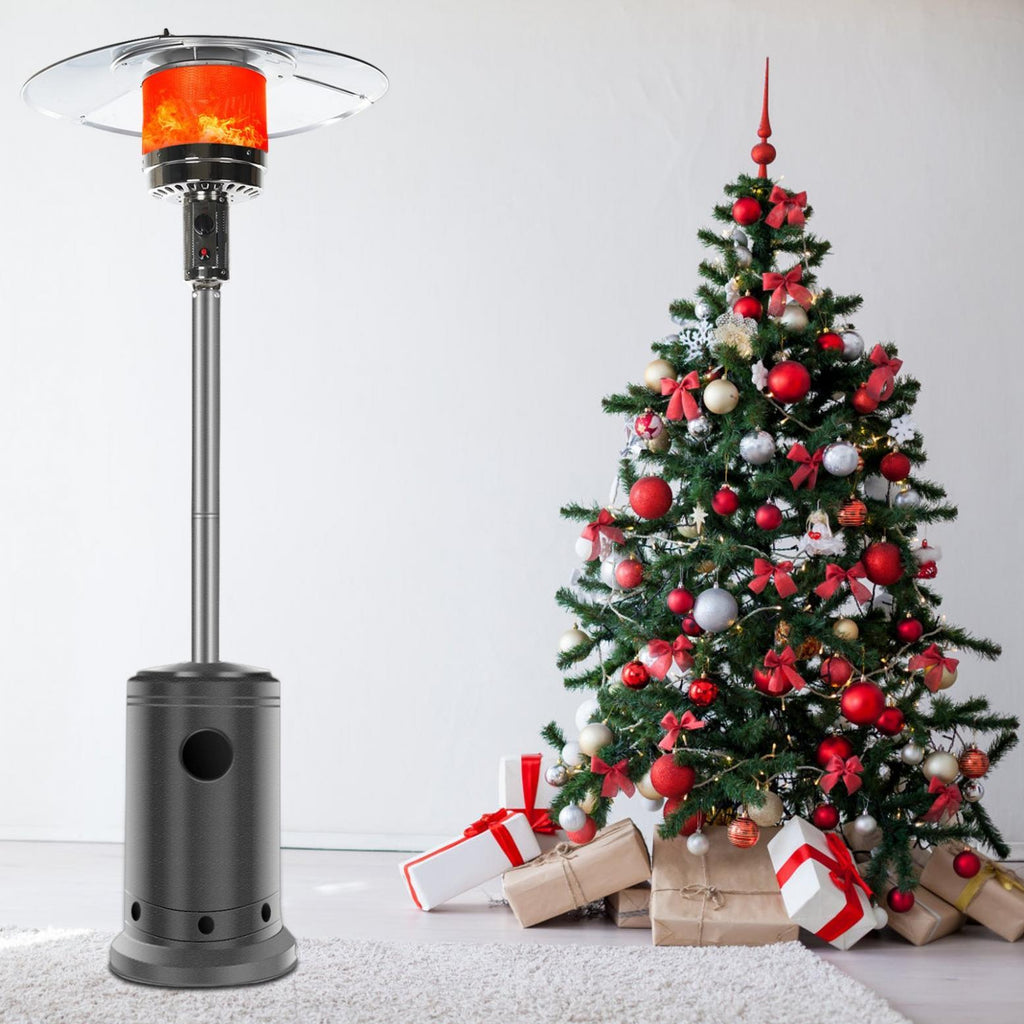 Follure Patio Heater,Space Heater,Propane Heater,46,000 BTU Pyrami-d Flame Outdoor Heater Propane Heater With Wheel,Gray