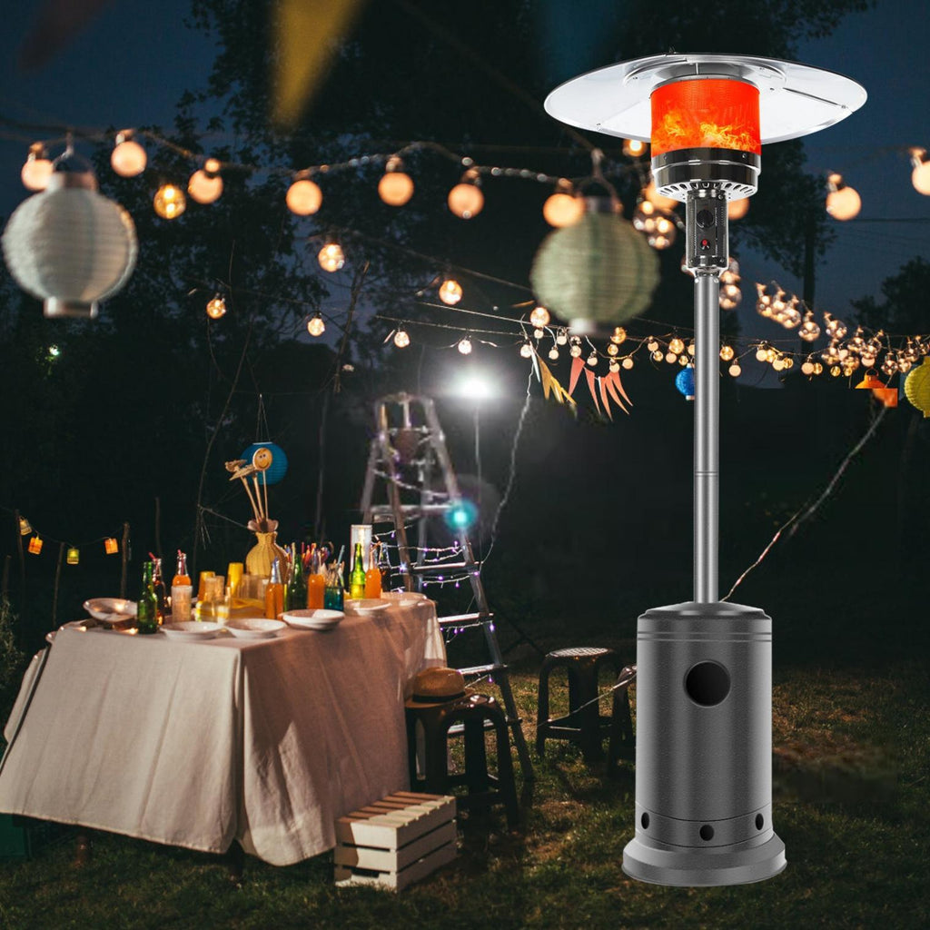 Follure Patio Heater,Space Heater,Propane Heater,46,000 BTU Pyrami-d Flame Outdoor Heater Propane Heater With Wheel,Gray