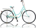 Womens Bike Complete Cruiser Bikes for Women Commuter Bike Single Speed Classic Retro Bicycle with Front and Rear Fenders, Rear Rack, and 26-Inch Wheels