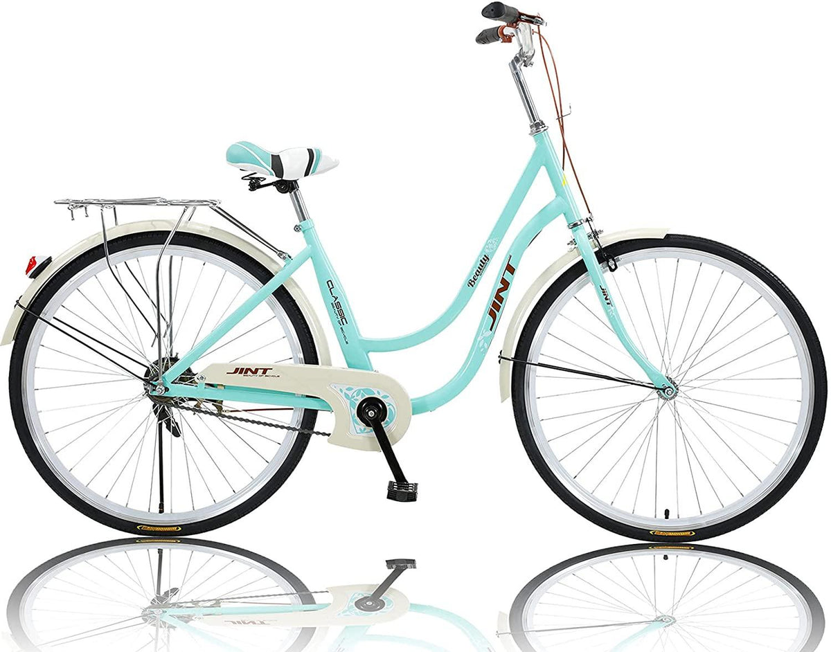 Womens Bike Complete Cruiser Bikes for Women Commuter Bike Single Speed Classic Retro Bicycle with Front and Rear Fenders, Rear Rack, and 26-Inch Wheels
