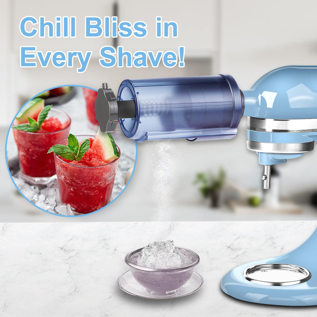 Ice Cream Maker & Shaved Ice Attachment for Kitchen aid Mixer,  Accessories Set Includes Shaved Ice Machine with 8 Ice Molds and Ice Cream Gelato Maker for 4.5 Qt & Larger Stand Mixers
