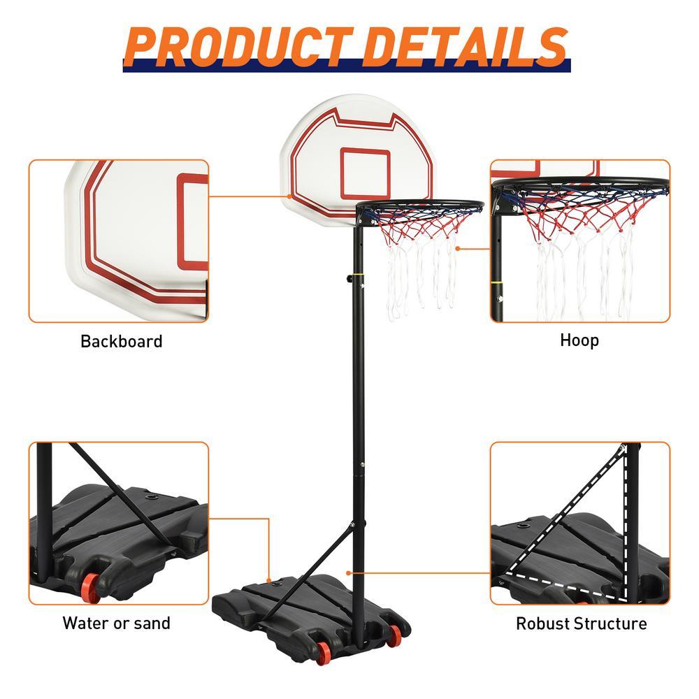 Liftable basketball stand, thicker ring, adjustable 1.6-2.1m, backboard size: 75x45cm, base size: 77x48x14cm