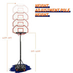 Liftable basketball stand, thicker ring, adjustable 1.6-2.1m, backboard size: 75x45cm, base size: 77x48x14cm