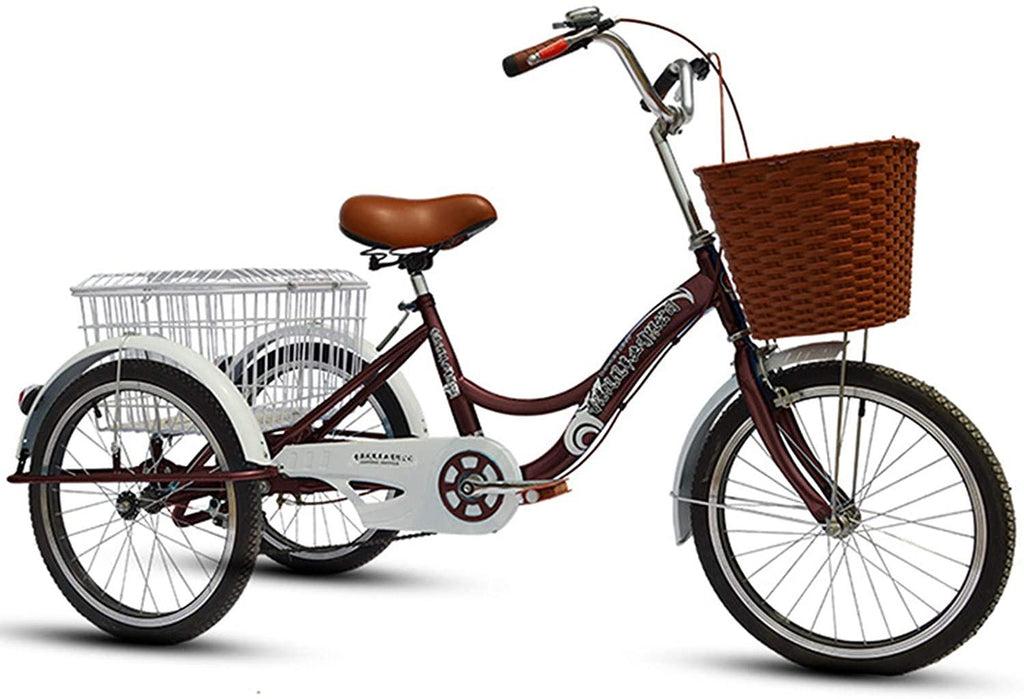 Gmlmes Adult Tricycles 3 Wheel Single Speed Trikes, Adult Trikes 3 Wheeled Bike with Basket for Seniors, Women, Men
