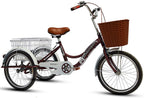 Gmlmes Adult Tricycles 3 Wheel Single Speed Trikes, Adult Trikes 3 Wheeled Bike with Basket for Seniors, Women, Men
