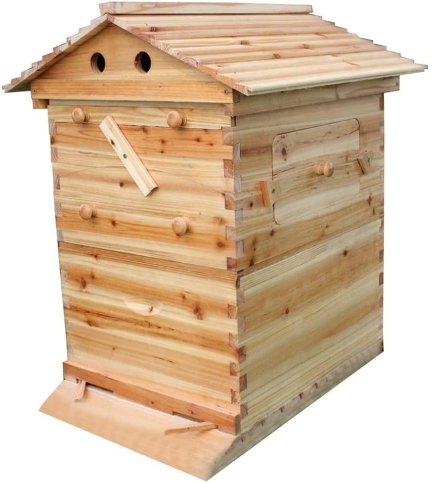 jsjfkerjhg auto flow beehive, wooden beekeeping house beehive boxes, with visual observation window, practical and durable, beekeeper tools