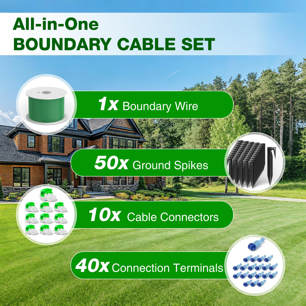 150m/492ft Boundary Cable for Robot Lawnmower, Garden Wire Accessory Set, with 50 Pegs, 10 Cable Connectors, 20 Sets of Connection Terminal, Universal Boundary Wire, Compatible with /Worx