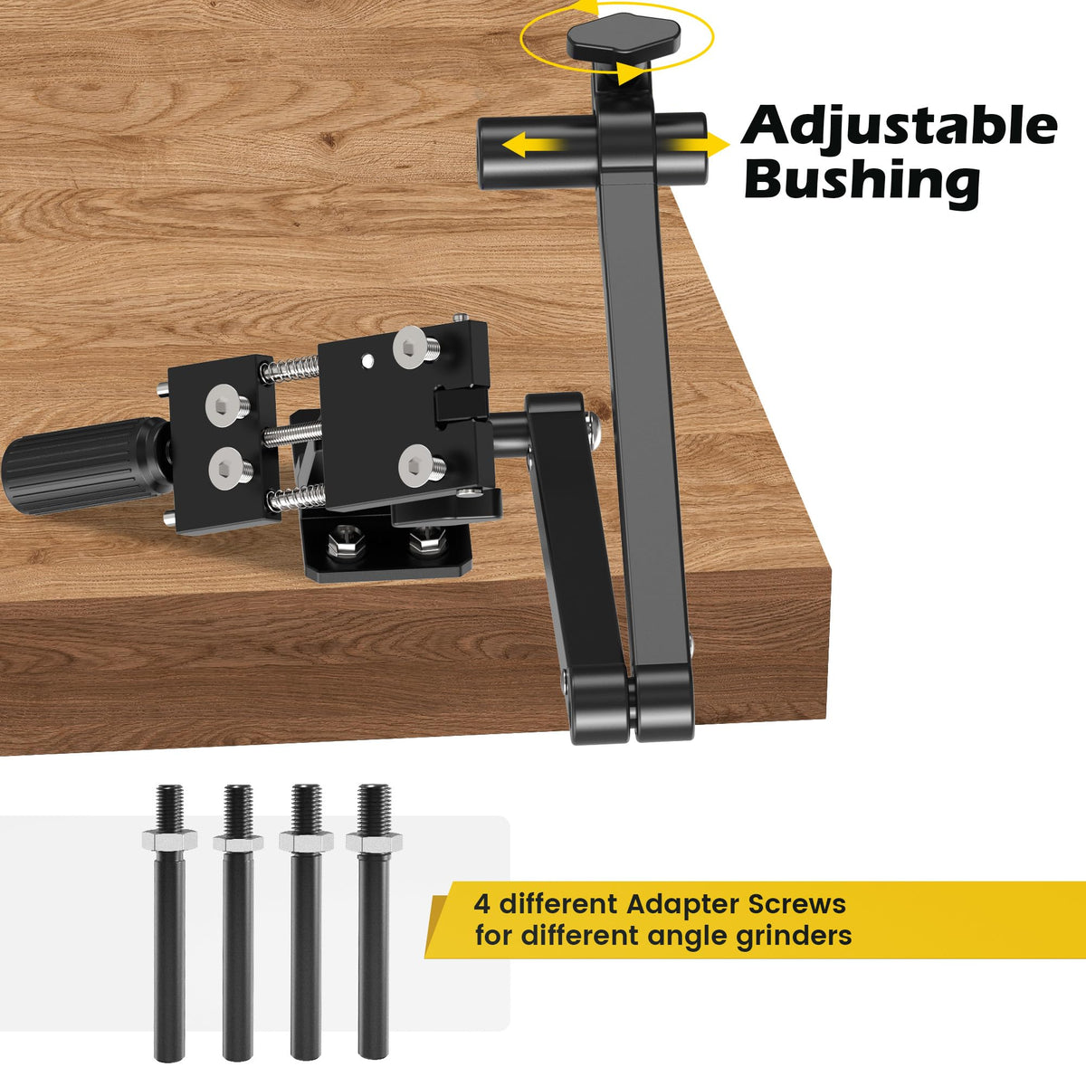[Updated] Lawn Mower Blade Sharpener 15°-45° Adjustable Frame with Ball Bearing Manufacture Handle for Right &amp; Left Hand Blades, Use with Angle Grinder, Black